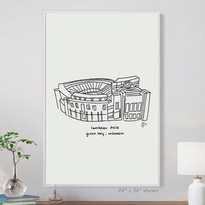Lambeau Field Green Bay Packers Football fan drawing painting sketch, Green Bay Packers gift for dad tote bag, downloadable poster print