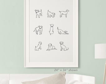 Labrador Retriever Art Print, Black and White Large Wall Art, Minimalist Black Lab Print, Dog Lover Gifts, Dog Mom Gift, Minimalist Dog Art