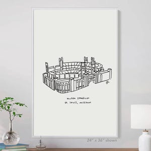 Busch Stadium St. Louis, St. Louis Cardinals fan gift, Cardinals baseball gift, Gift for Dad, St. Louis baseball, Busch Stadium drawing art