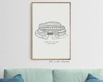 Empower Field at Mile High drawing painting art, Denver CO Broncos fan poster gift art, Broncos downloadable print, tote bag gift for dad