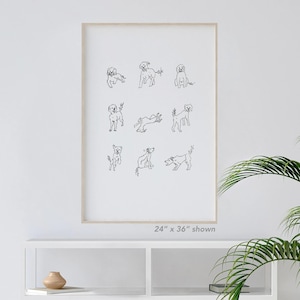 Labradoodle Dog Print Sketch, Labradoodle Decor, Dog Lover Gifts, Labradoodle Bathroom Art, Labradoodle Art Print, Doodle Line Art dog mom