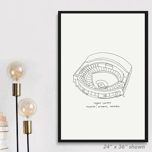 Rogers Centre Toronto Blue Jays baseball art, Toronto Blue Jays fan art, Toronto baseball gift for Dad, Blue Jays fan poster drawing art