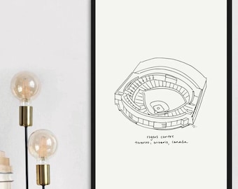 Rogers Centre Toronto Blue Jays baseball art, Toronto Blue Jays fan art, Toronto baseball gift for Dad, Blue Jays fan poster drawing art