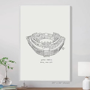 Yankees Fan Bronx NY Print, Yankees Baseball Fan Art, New York Sports art, Bronx NY, Best Gift for Dad, Sports Art, Stadium poster Yankees