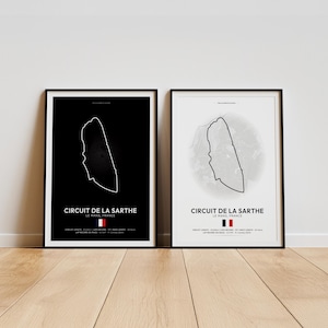 Póster de la pista de carreras de las 24 horas de Le Mans con luz y oscuridad, arte mural del Circuito de la Sarthe, regalo de deportes de motor para él, descarga digital, impresión artística de pared