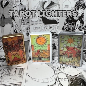 Isqueiro Flip-Top para Cartas de Tarô – Isqueiro Recarregável à Prova de Vento