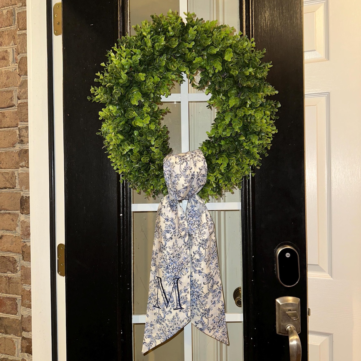 Wreath Sash Classic Blue Toile Personalized Front Door Sash - Etsy