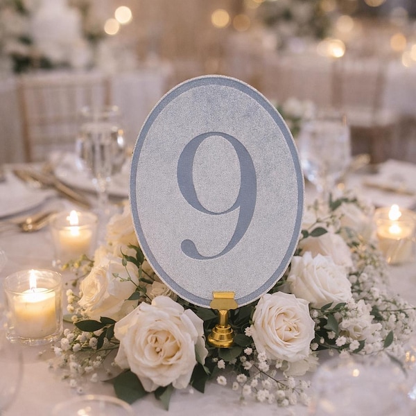 Luxury Velvet Table Numbers | Wedding Table Cards | Oval Signs | Reception & Event Decor
