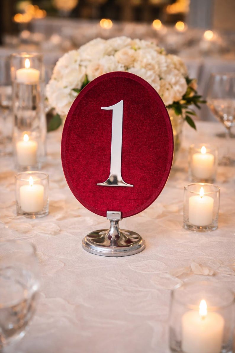 Luxury Velvet Table Numbers | Wedding Table Cards | Oval Signs ...