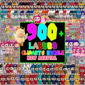 900+ Labubu PNG Clipart Bundle, Kawaii süße digitale Aufkleber, Chibi Cartoon PNG Download, Pastel Labubu Character Art, Sublimationsdatei.