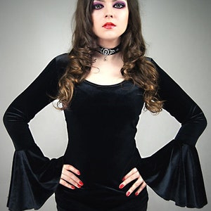 Velvet blouse black huge sleeves goth vampire lace gothic black