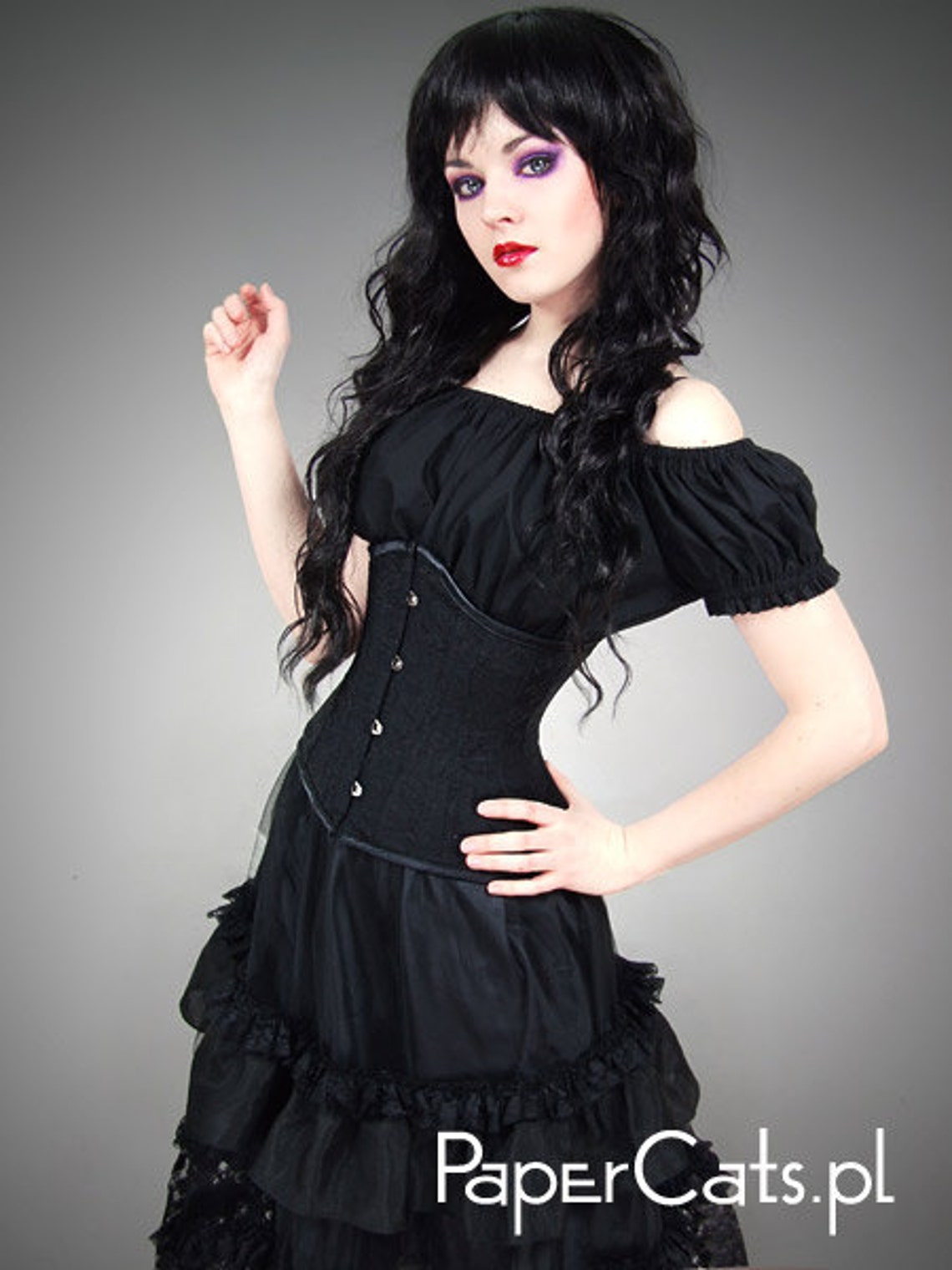 Gypsy blouse black goth boho puffy sleeves medieval steampunk Etsy