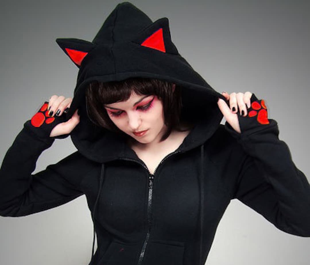 ジャケット・アウター H&A CAT EARS PARKA DRESS(BLACK x PURPLE) ジャケット・アウター H&A CAT EARS PARKA DRESS(BLACK x PURPLE