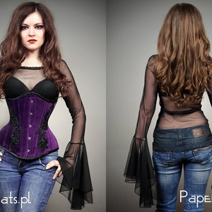 Mesh blouse huge sleeves goth vampire lace gothic black image 4