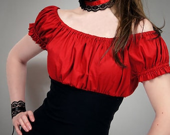 Gypsy blouse red goth boho puffy sleeves
