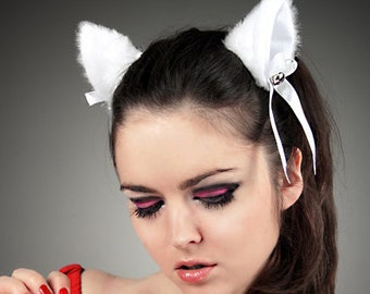 Cat kitty ears wedding white cosplay kawaii anime harajuku sweet bell