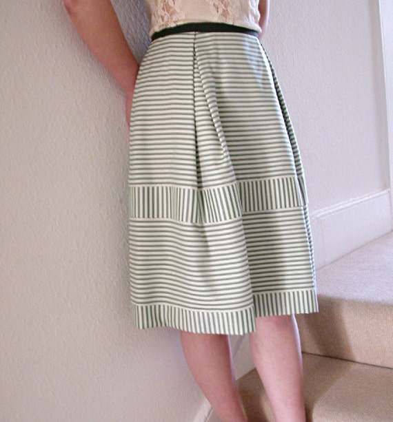 Items similar to Green Stripe Silk Skirt on Etsy