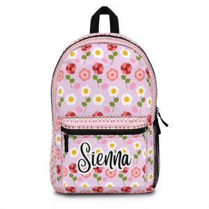 Sac à dos personnalisé à fleurs roses | Cartable d'art numérique Daisy pour enfants, adolescents et amoureux de la nature | Cadeau cosplay floral, sac à dos personnalisé