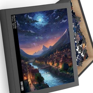 Velaris-Inspired Fantasy City Puzzle | Bookish Jigsaw for ACOTAR Fans | 120/252 Pieces, Difficult Starry Night Cityscape Gift , starlight