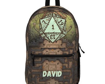 Mochila DND para jugadores / Bolsa con patrón de dados de fantasía para fanáticos de los juegos de rol de mesa, maestros de mazmorras, regalos nerd, mochila escolar de juegos de mesa, mochila