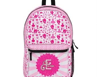 Pink doll backpack , doll coquette pattern Backpack , back to school, Pre-k Grad school,high school, Personalized backpack