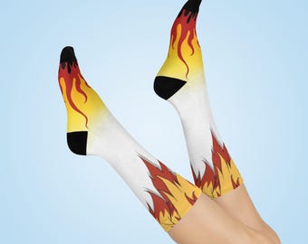 Anime Socks, rengoku pattern socks, demon socks, otaku socks, cosplay socks, christmas gift, one size socks, birthday gift