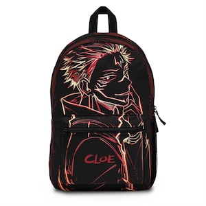 Custom Sukuna Neon Backpack | JJK Inspired Anime Bag with Red Glow Lines | Otaku Gift Idea for Boys Girls | Cool School Backpack