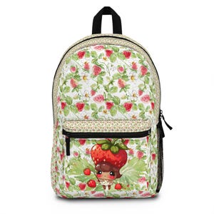 Strawberry backpack , Custom Strawberry girl pattern Backpack ,back to school, Pre-k Grad school,high school, Personalized backpack
