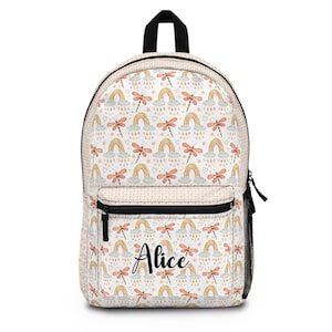 Joli sac à dos libellule, sac à dos motif libellule, retour à l'école, préscolaire, lycée, sac à dos personnalisé, sac arc-en-ciel