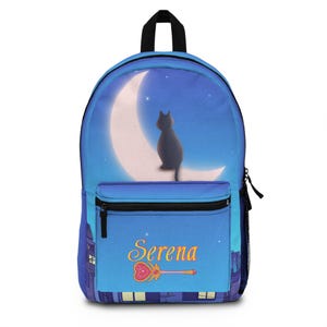 Sac à dos anime personnalisé, rentrée des classes, sac lune, préscolaire, lycée, sac à dos chat noir, sac à dos personnalisé
