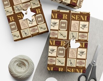 Graduation Wrapping Paper, Brown postage design Grad Gift Wrap, Senior 2026 Present wrap , College High School Graduation Party Paper