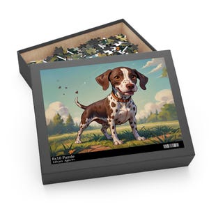cartoon German Shorthaired Pointer puzzle , gsp picture puzzle, gsp decor, gsp gifts, gsp stationary, gsp game, birthday, difficult puzzle