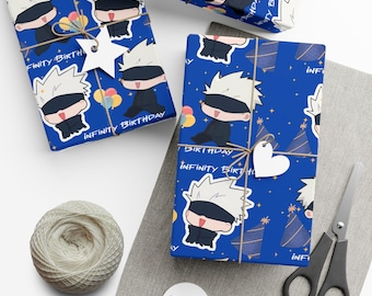 Anime Birthday Chibi Sorcerer Wrapping Paper Otaku Gift Wrap for Anime Lovers Kids and Teens