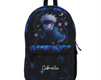 Blue Sorcerer Anime Backpack | Sky Blue Black Bag for JJK Fans, Cosplayers Teens | Stylish Gift for Anime Lovers & Students back to school