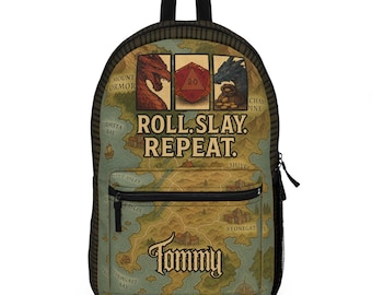 Mochila DND para jugadores / Bolsa con patrón de dados de fantasía para fanáticos de los juegos de rol de mesa, maestros de mazmorras, regalos nerd, mochila escolar de juegos de mesa, mochila
