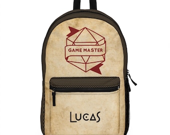 Mochila DND para jugadores / Bolsa con patrón de dados de fantasía para fanáticos de los juegos de rol de mesa, maestros de mazmorras, regalos nerd, mochila escolar de juegos de mesa, mochila