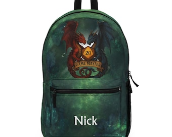 Mochila DND para jugadores / Bolsa con patrón de dados de fantasía para fanáticos de los juegos de rol de mesa, maestros de mazmorras, regalos nerd, mochila escolar de juegos de mesa, mochila