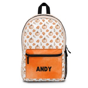 pumpkin backpack , watercolor pumpkin bag, pattern Backpack ,back to school, Pre-k Grad school,high school, Personalized backpack
