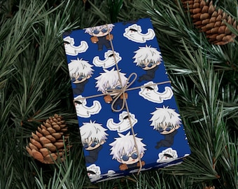 anime wrapping paper, jjk, gojo, gift wrap, christmas wrap paper, decorative paper , anime lover gifts, paper for gifts, gojo cat gift paper