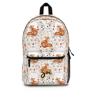 Sac à dos renard, joli sac à dos à motif de renard, retour à l'école, préscolaire, lycée, sac à dos personnalisé, sac animalier