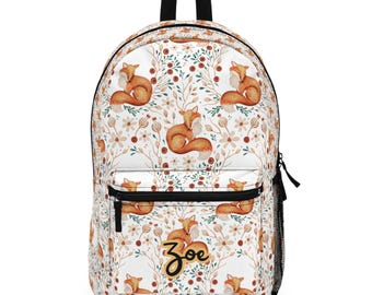 Fox backpack , cute fox pattern Backpack ,back to school, Pre-k Grad school,high school, Personalized backpack, wildlife bag
