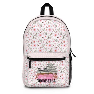 Sac à dos personnalisé avec fleurs de cerisier du Japon | Sac Sakura Kawaii pour enfants, adolescents et amateurs de fleurs | Cadeau scolaire | Sac à dos personnalisé, cartable