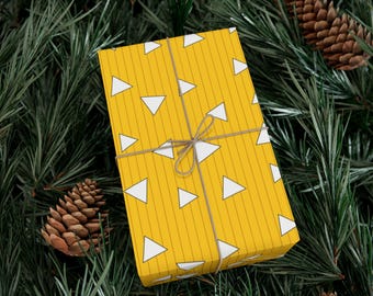 Anime wrapping paper, Yellow Lightning Kimono Wrapping Paper Anime Inspired Wrap Triangle Pattern for Otaku Christmas Birthdays Holidays