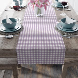 Purple linen gingham Table Runner, birthday Party Decor, Home Decor, Cotton Poly Blend, thanksgiving table runner, decor tablecloth