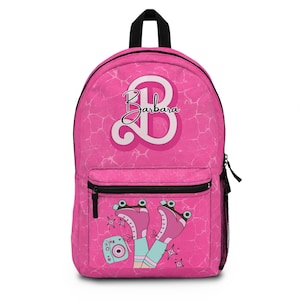 Rosa Puppenrucksack, Rollschuh-Koketten-Musterrucksack für Schulanfang, Pre-K, Graduiertenschule, Gymnasium - personalisierter Rucksack, niedlich