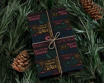 Hello Fae Fantasy Wrapping Paper Bookish Gift Wrap for Romantasy Readers Booktok Fans and Fae Lovers , book themed christmas wrapping paper