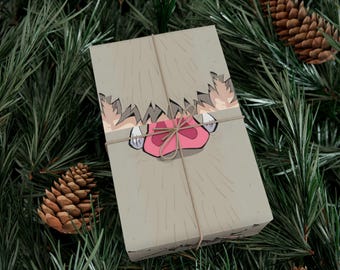 Papel de regalo de anime / Papel de regalo de kimono de guerrero jabalí, papel de regalo inspirado en piel de índigo y azul marino, papel de regalo inspirado en anime, Navidad otaku