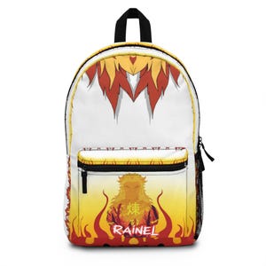 Sac à dos ultraléger personnalisé motif kimono flammé | Cartable de style anime pour enfants, adolescents et fans de cosplay | Cadeau unique pour les amateurs d'anime
