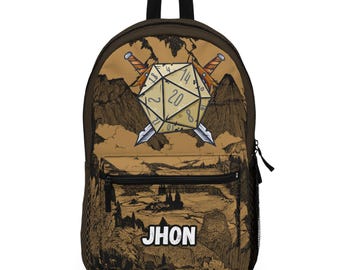 Mochila DND para jugadores / Bolsa con patrón de dados de fantasía para fanáticos de los juegos de rol de mesa, maestros de mazmorras, regalos nerd, mochila escolar de juegos de mesa, mochila