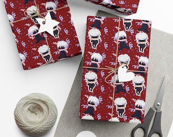 Gift Wrap Papers - Anime Lover Birthday Wrapping Paper, Decorative Gift Paper, Gojo Cat Design, JJK Theme, Paper for Gifts
